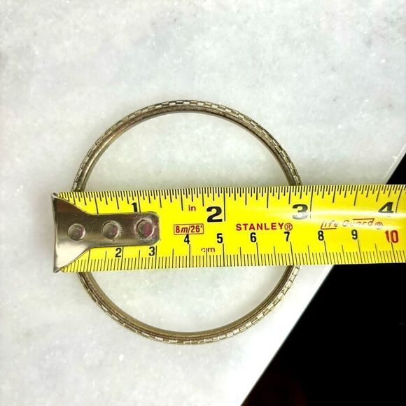 Zara 3" Yellow Gold Toned Textured Bangle Bracelet - Picture 4 of 4